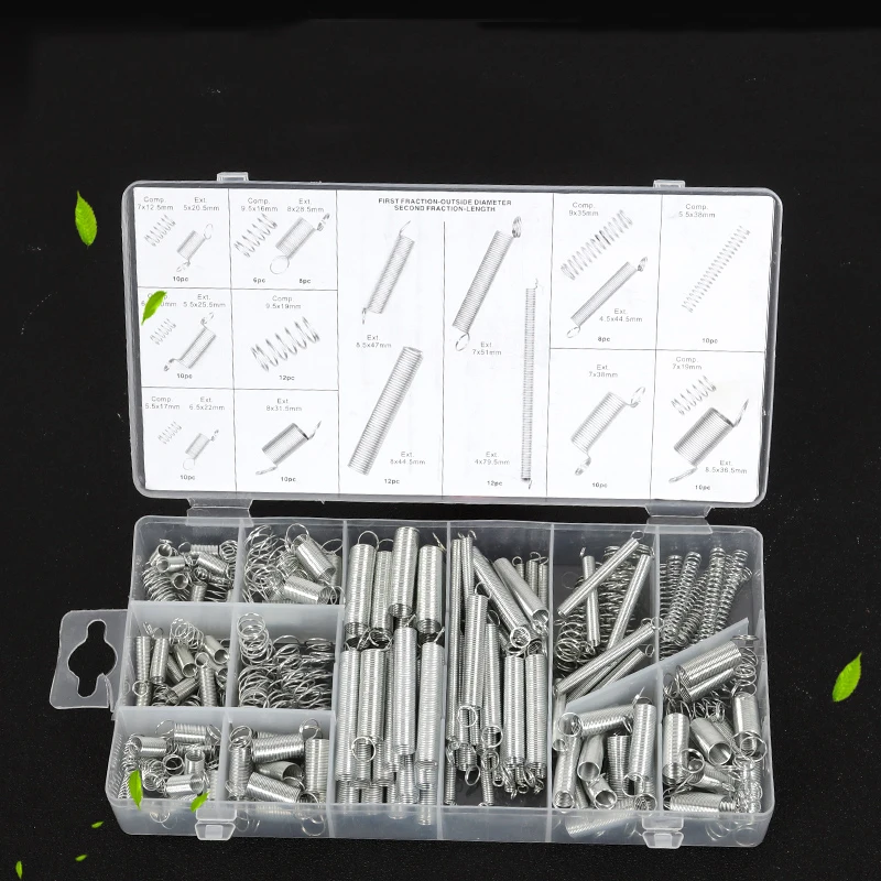 200pcs/box Spring Set With Storage Box Accessories Extension Compression Coil Portable Hardware Tool Spring Set
200pcs/box Spring Set With Storage Box Accessories Extension Compression Coil Portable Hardware Tool Spring Set