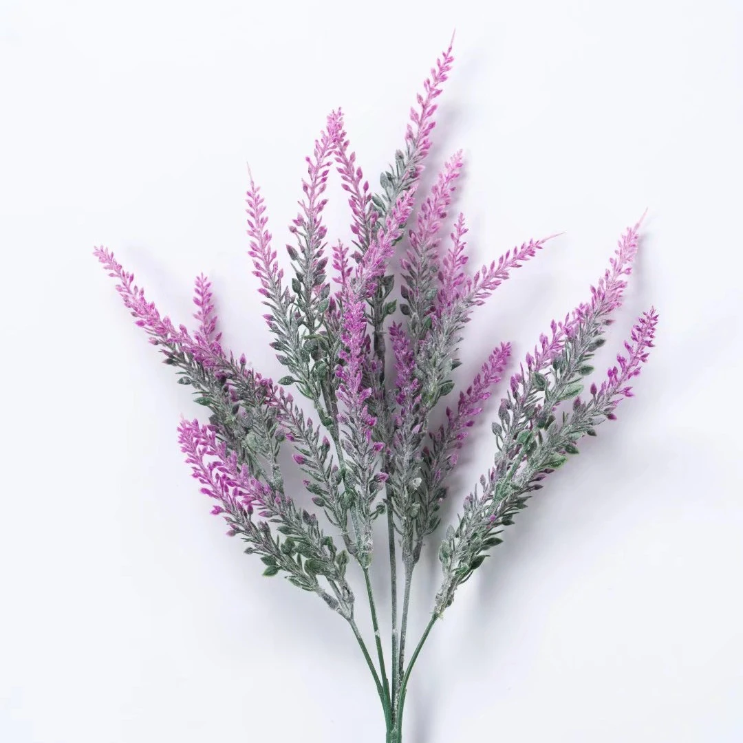 Generic 5 Branches Lavender Flocked Artificial Flowers Wedding Home