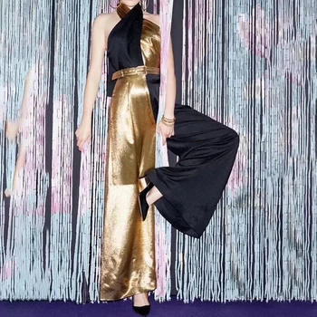 HIGH QUALITY Newest Fashion Runway 2020 Designer Jumpsuit Women's Halter Neck Color Block Patchwork Jumpsuit
HIGH QUALITY Newest Fashion Runway 2020 Designer Jumpsuit Women's Halter Neck Color Block Patchwork Jumpsuit