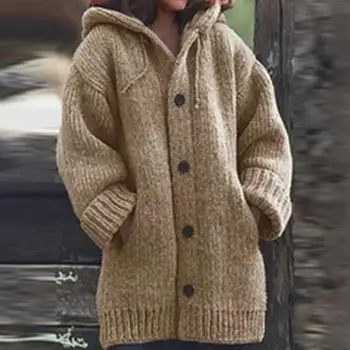 Women Winter Hoodies Long Sleeve Sweater Coats Autumn Hooded Jackets Knitted Outwear Jumper Plus Size Solid Cardigan Pull Femme 
Women Winter Hoodies Long Sleeve Sweater Coats Autumn Hooded Jackets Knitted Outwear Jumper Plus Size Solid Cardigan Pull Femme