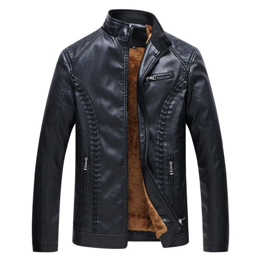 Новинка 2018 зимние мужские мотоциклетные теплые кожаные куртки модные брендовые