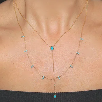 New Gold color turquoises double layer necklace for women blue stone choker fashion jewelry Lariat statement necklaces jewelry
New Gold color turquoises double layer necklace for women blue stone choker fashion jewelry Lariat statement necklaces jewelry