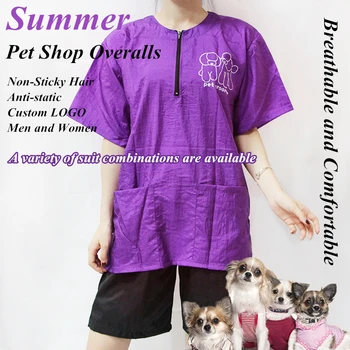 Summer Pet Shop Beautician Work Clothes Quick Drying Light Professional Breathable Cat Dog Bath Pet Groomer Overalls G0721
Summer Pet Shop Beautician Work Clothes Quick Drying Light Professional Breathable Cat Dog Bath Pet Groomer Overalls G0721