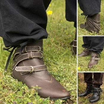 Retro Medieval Couple Belt Buckle Vintage British Style Ankle Boots Carnival Women Retro Men Knight Prince Cosplay Leather Shoes 
Retro Medieval Couple Belt Buckle Vintage British Style Ankle Boots Carnival Women Retro Men Knight Prince Cosplay Leather Shoes