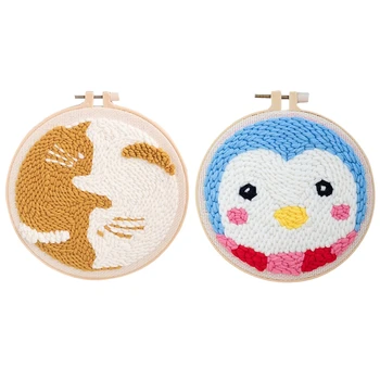 Cartoon Cat Penguin DIY Punch Needle Embroidery Kit needlework Cross Stitch for Beginner Sewing Art Wall Painting Decor
Cartoon Cat Penguin DIY Punch Needle Embroidery Kit needlework Cross Stitch for Beginner Sewing Art Wall Painting Decor