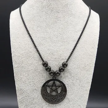 2020 Witchcraft Pentagram Stainless Steel Necklace for Women Long Black Color Bead Necklaces Pendants Jewerly collares N19506
2020 Witchcraft Pentagram Stainless Steel Necklace for Women Long Black Color Bead Necklaces Pendants Jewerly collares N19506