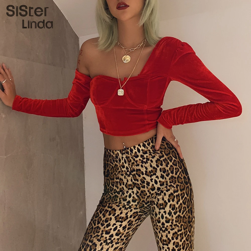 Sisterlinda Fall Winter Velvet Off-shoulder Sexy Crop Tops Women T Shirt Club Party Night T-shirt Mujer 2019 New Streetwear Tees
Sisterlinda Fall Winter Velvet Off-shoulder Sexy Crop Tops Women T Shirt Club Party Night T-shirt Mujer 2019 New Streetwear Tees