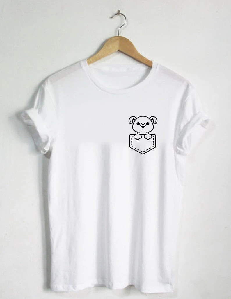 Фото Щенок в карман-футболка собачников собаки животных футболка с изображением