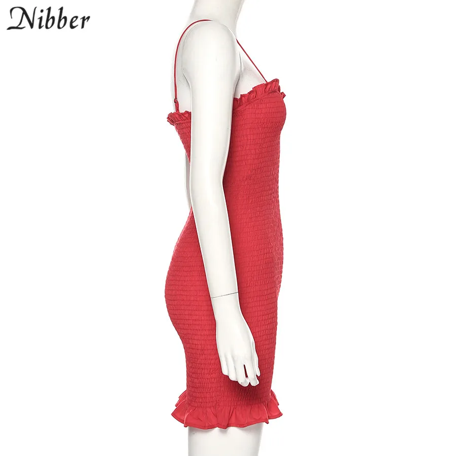 Nibber summer Elegant club bodycon mini dresses womens Beach leisure vacation party night lace up stretch Slim Soft dress mujer