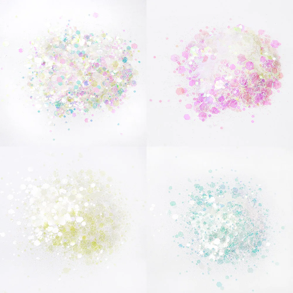 50g/bag 3D Nail Art Glitter 4 Colors Mixed Hexagon Flake Glitter Powder Sparkly Sequins For Gel Polish Nail Glitter Decorations
50g/bag 3D Nail Art Glitter 4 Colors Mixed Hexagon Flake Glitter Powder Sparkly Sequins For Gel Polish Nail Glitter Decorations
