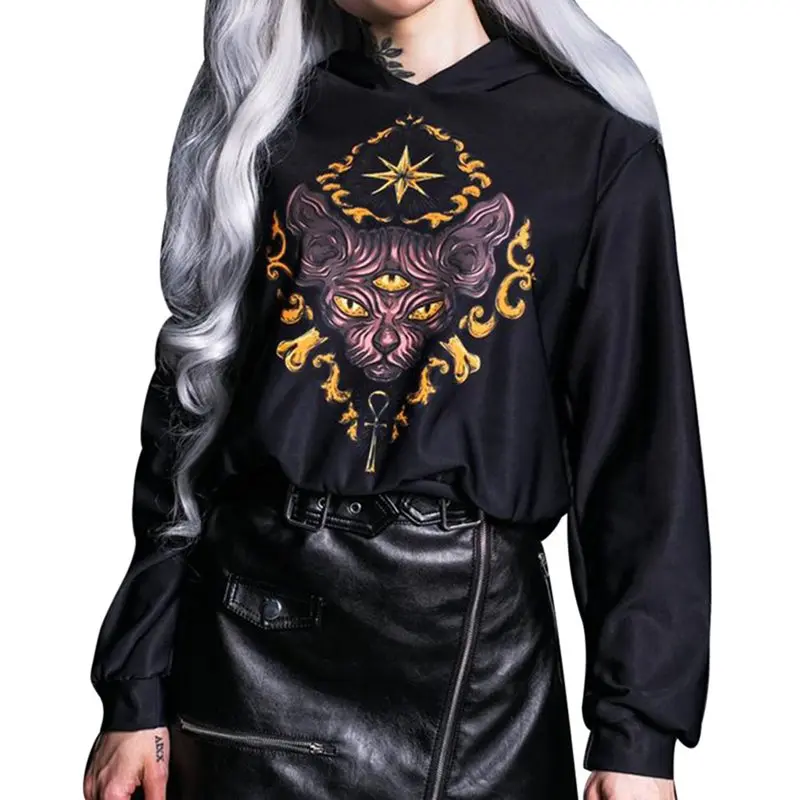 Gothic Black Hoodies Woman Casual Cat Print Oversize Style Sweatshirt Female Jumper Pullover Streetwear 2019 Autumn Winter
Gothic Black Hoodies Woman Casual Cat Print Oversize Style Sweatshirt Female Jumper Pullover Streetwear 2019 Autumn Winter