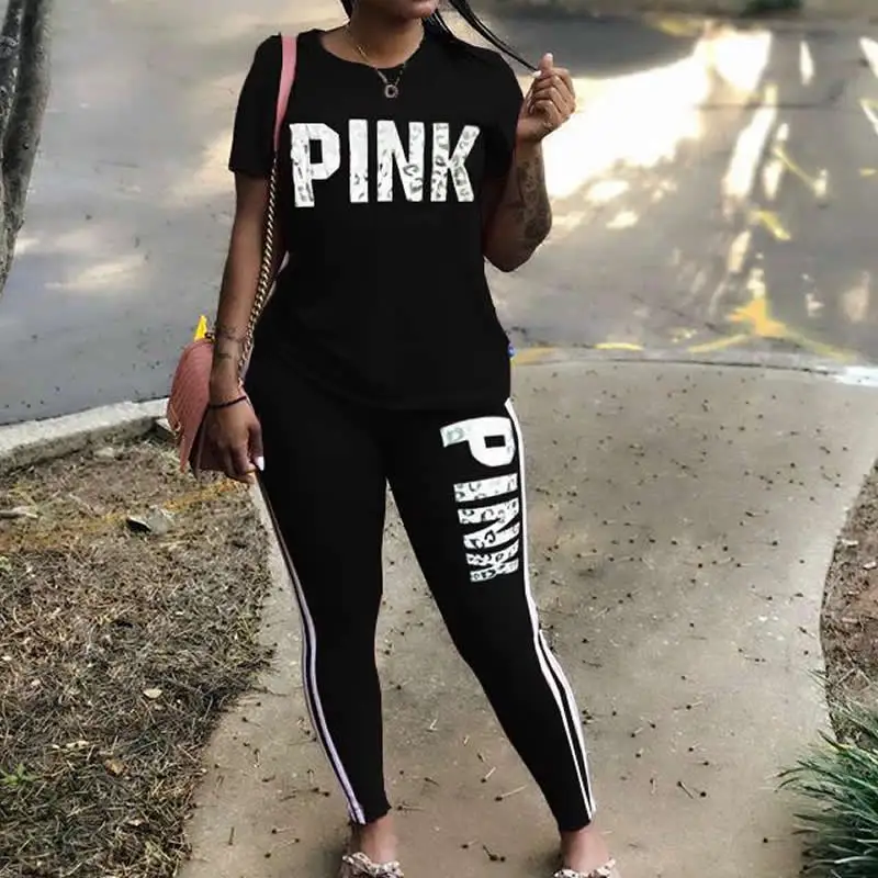 Plus Size XXXL 2 Piece Set Women Tracksuit Casual PINK Letter Print Tops Skinny Pants Sexy Sweat Suits Short Sleeve Tee Shirt
Plus Size XXXL 2 Piece Set Women Tracksuit Casual PINK Letter Print Tops Skinny Pants Sexy Sweat Suits Short Sleeve Tee Shirt