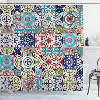 Moroccan Decor Collection, Patchwork Pattern from Colorful Moroccan Tiles Traditional Decorating Illustrations, Polyester Fabric
Moroccan Decor Collection, Patchwork Pattern from Colorful Moroccan Tiles Traditional Decorating Illustrations, Polyester Fabric