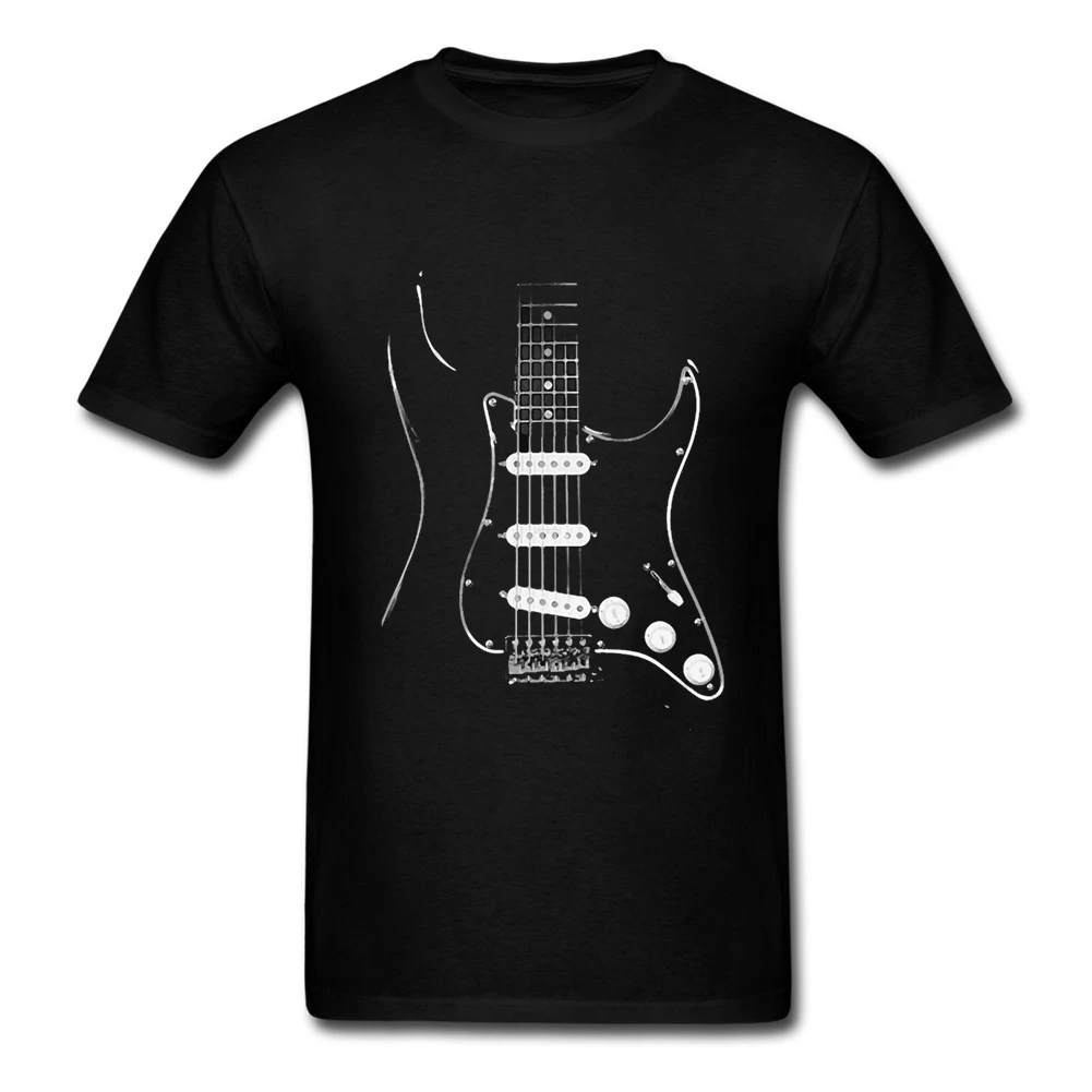 Черный гитары Страт Stratocaster с короткими рукавами футболки подростковая одежда в