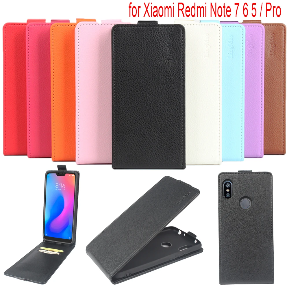 Кожаный чехол Litchi для Xiaomi Redmi Note 7 Pro флип телефона Note5 глобальная версия 6 5