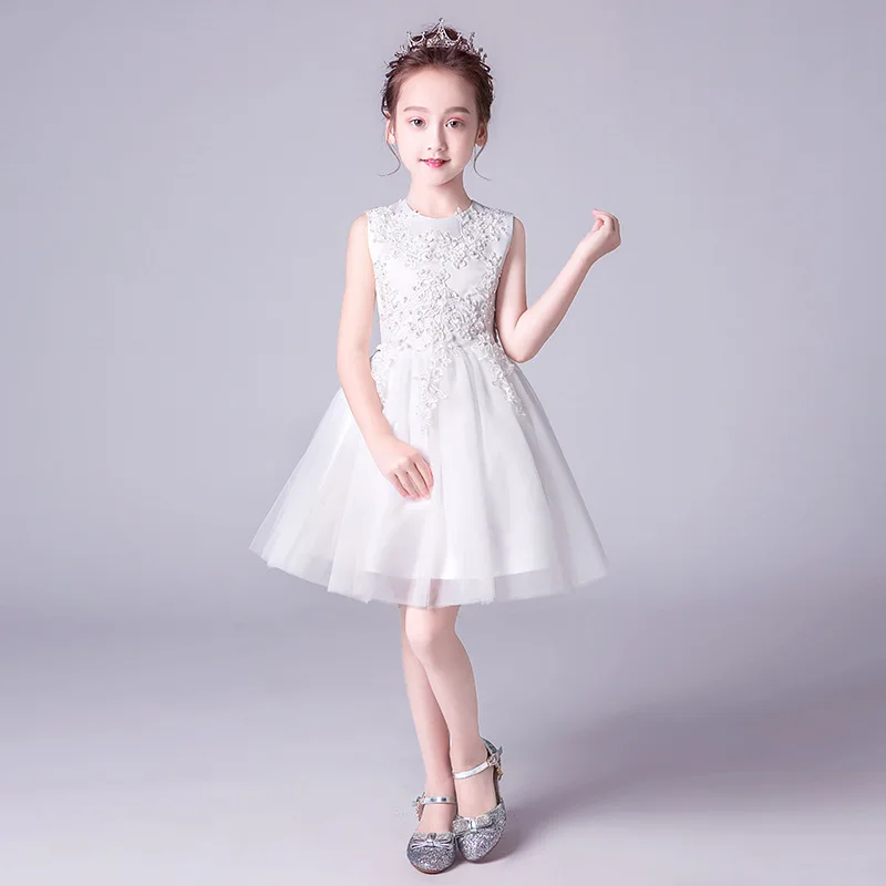Girls' Princess Skirt Puffy Yarn Girls Wedding Dress Small Host Piano Costume Flower Boys/Flower Girls White Evening Dress Sprin
Girls' Princess Skirt Puffy Yarn Girls Wedding Dress Small Host Piano Costume Flower Boys/Flower Girls White Evening Dress Sprin