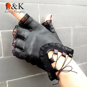 Women Black Genuine Leather Gloves Half Finger Soft Lace Trim Sexy Fingerless Gloves Ladies Solid Color Dance Costume Mittens
Women Black Genuine Leather Gloves Half Finger Soft Lace Trim Sexy Fingerless Gloves Ladies Solid Color Dance Costume Mittens