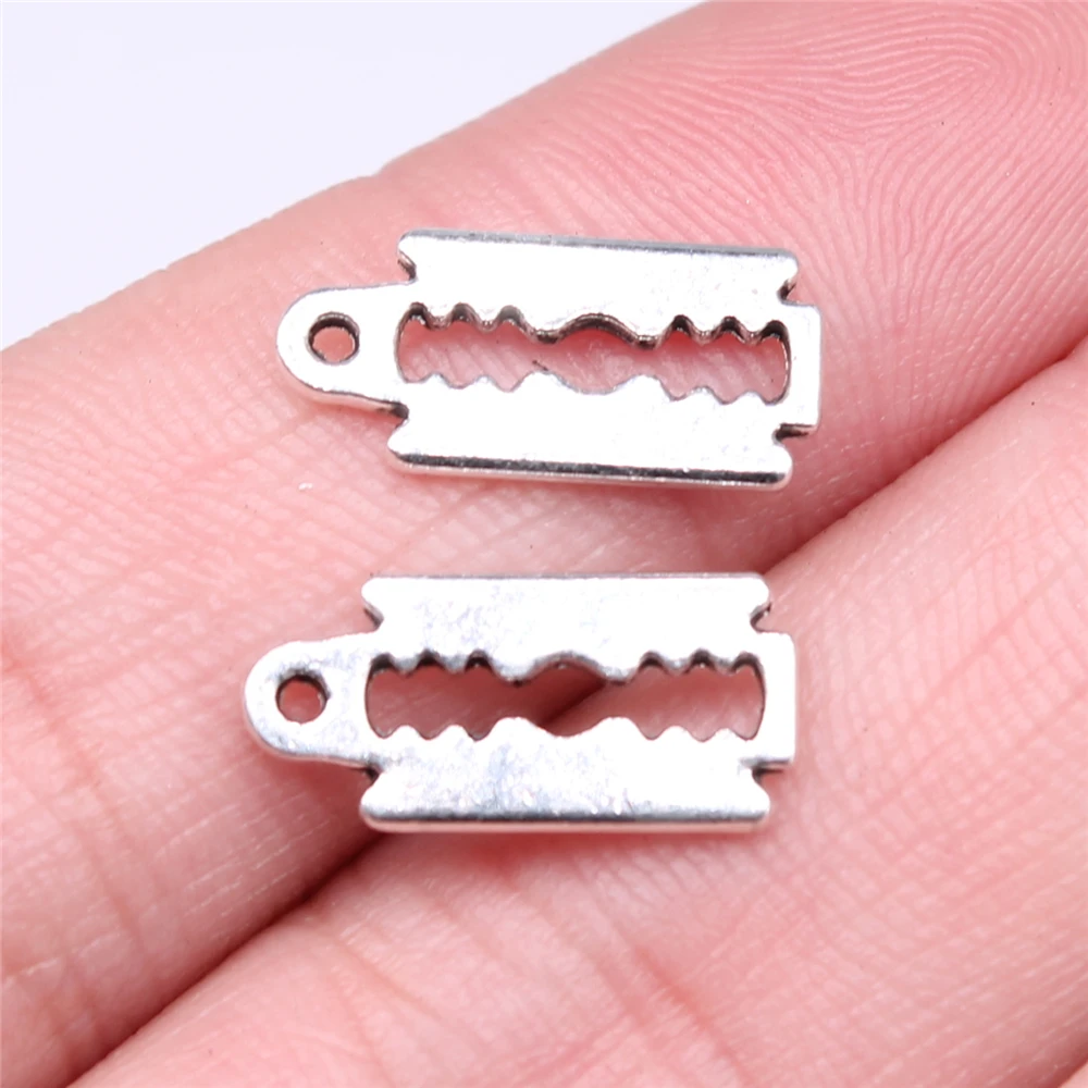 

WYSIWYG 40pcs 16x7mm Razor Blade Charms For DIY Jewelry Making Antique Silver Color Zinc Alloy Charms Pendant Jewelry Findings