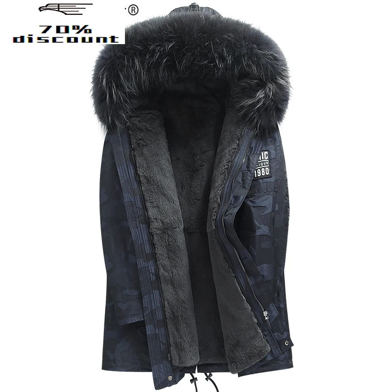 Real Fur Coat Men Natural Rex Rabbit Fur Liner Camouflage Winter Jacket Raccoon Fur Collar Long Parka AY28802 KJ844
Real Fur Coat Men Natural Rex Rabbit Fur Liner Camouflage Winter Jacket Raccoon Fur Collar Long Parka AY28802 KJ844
