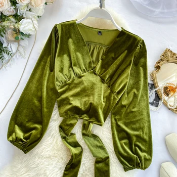 Spring Summer Blouse Women Clothes 2020 Elegant Blusas Korean Vintage Velvet Shirt Ladies Tops Macacao Feminino Ropa Mujer T5643
Spring Summer Blouse Women Clothes 2020 Elegant Blusas Korean Vintage Velvet Shirt Ladies Tops Macacao Feminino Ropa Mujer T5643