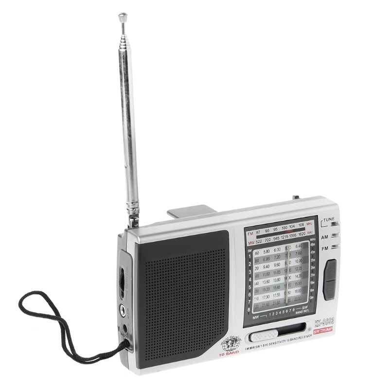 KK-9803 FM/MW/SW1-8 Full 10 Band Hi-Sensitivity Radio Receiver With Folding Kickstand D08A | Электроника