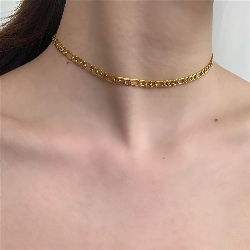 Titanium With 18K Gold Pave Chain Choker Necklace Women Stainless Steel Jewelry Designer T Show Party Runway Boho Japan Korea
Titanium With 18K Gold Pave Chain Choker Necklace Women Stainless Steel Jewelry Designer T Show Party Runway Boho Japan Korea
