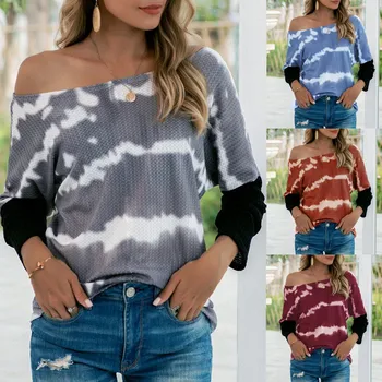 Autumn Winter Women Tie-Dye Shirts Off Shoulder Color Block Long Sleeve Casual Knit Jumper свитер женский
Autumn Winter Women Tie-Dye Shirts Off Shoulder Color Block Long Sleeve Casual Knit Jumper свитер женский