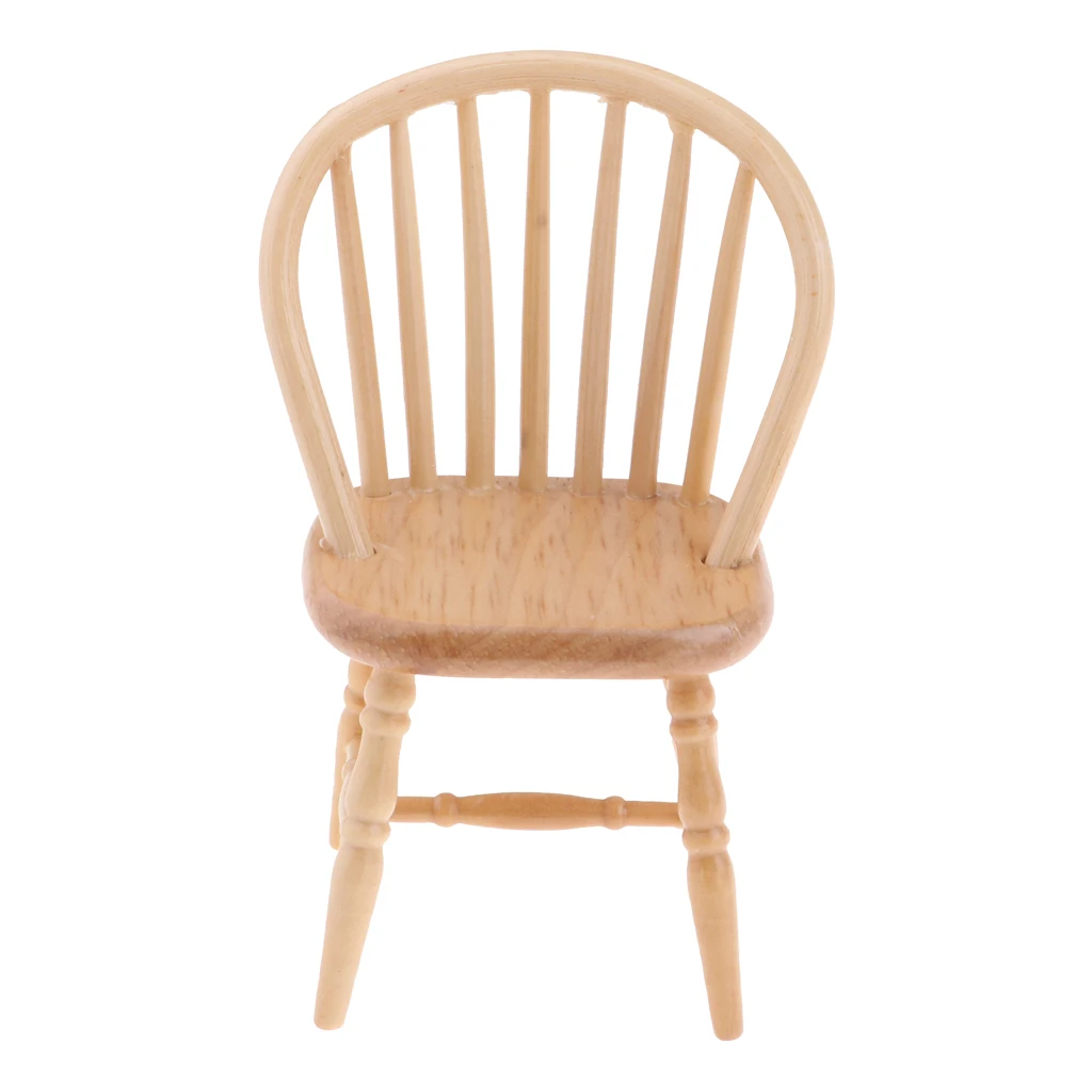 Dollhouse Wooden Chair, 1:12 Dollhouse Miniature Wooden Chair Model (Wood Color) Dollhouse Wooden Chair, 1:12 Dollhouse Miniature Wooden Chair Model (Wood Color)