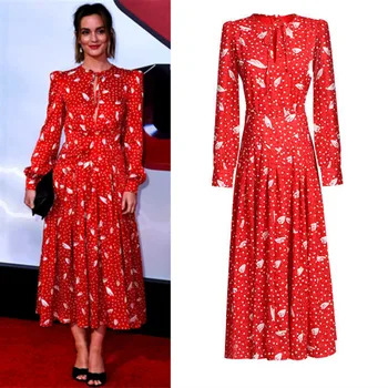 Kate Middleton Bow callor Long Sleeve Print Slim Temperament Party Women Maxi Dress 2020 Spring Summer New Style High Quality
Kate Middleton Bow callor Long Sleeve Print Slim Temperament Party Women Maxi Dress 2020 Spring Summer New Style High Quality