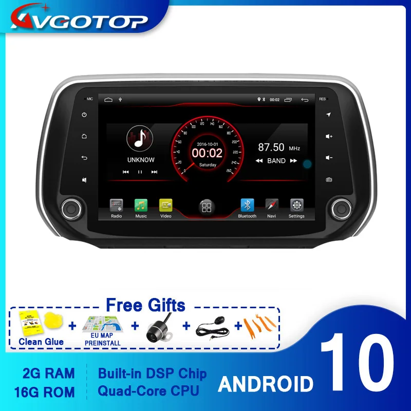 Автонавигация AVGOTOP Android 10 для HYUNDAI SANTA FE 2018 автомагнитола мультимедиа | Автомобили