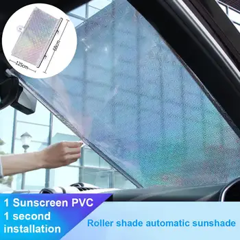 Car Windshield Sun Shade Foldable Car Front Window Automatic Retractable Sunshade UV Ray Reflector For Car Trucks SUVs 68X135CM