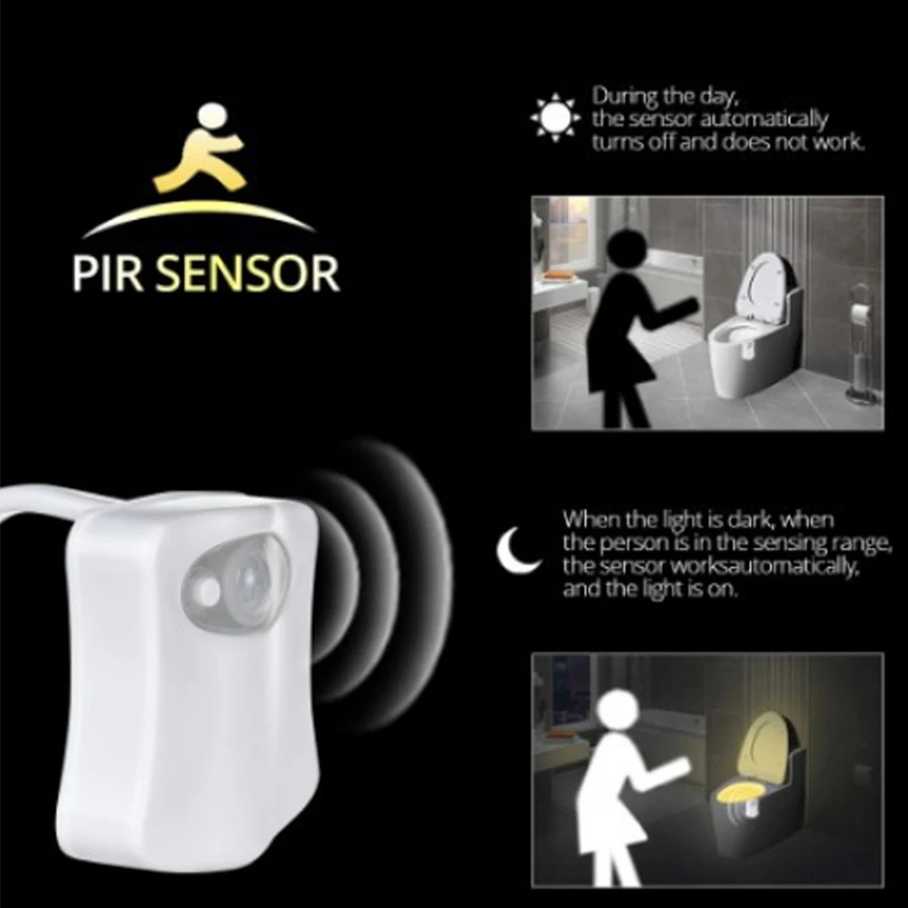 PIR Smart Motion Sensor Toilet Seat Night Light 8 16 Colors Waterproof Backlight Toilet Bowl LED WC Toilet Light Luminaria Lamp
PIR Smart Motion Sensor Toilet Seat Night Light 8 16 Colors Waterproof Backlight Toilet Bowl LED WC Toilet Light Luminaria Lamp