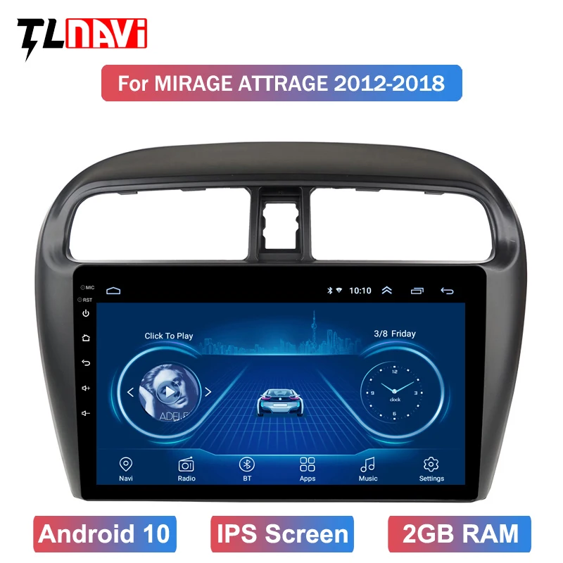 9 дюймовый 2.5D IPS мультисенсорный экран Android 10 навигация для 1Mitsubishi mirage attrage 2012 2018 USB