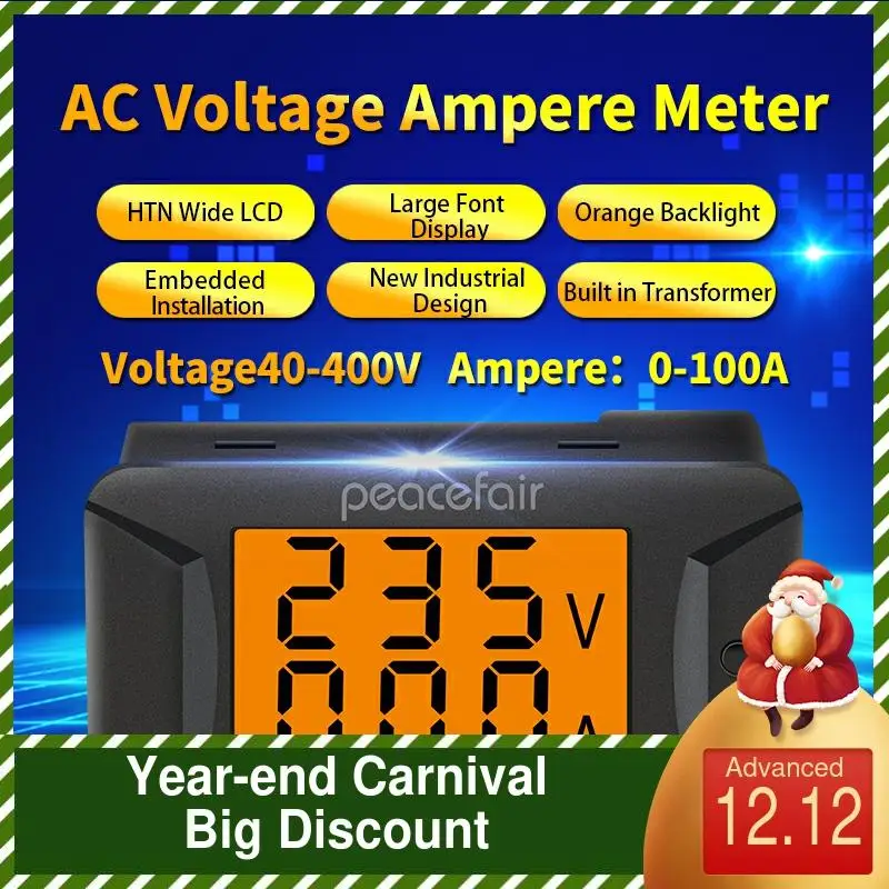 Peacefair AC Single Phase 40-400V 100A Digital Panel Voltmeter Ammeter High Voltage Meter Electrical Instrument PZEM-026
Peacefair AC Single Phase 40-400V 100A Digital Panel Voltmeter Ammeter High Voltage Meter Electrical Instrument PZEM-026