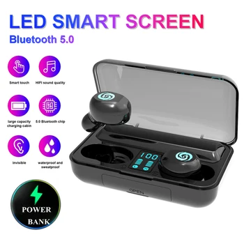 TWS 5.0 Bluetooth 9D Stereo Earphone Wireless Earphones IPX7 Waterproof Earphones 2000mAh LED Smart Power Bank Phone Holder 
TWS 5.0 Bluetooth 9D Stereo Earphone Wireless Earphones IPX7 Waterproof Earphones 2000mAh LED Smart Power Bank Phone Holder