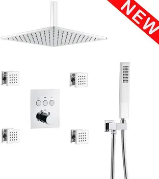 Luxury Rain Shower System with Body Sprayer, Thermostatic Bathroom Ceiling Rain Shower Faucet Mixer Set in Chrome
Luxury Rain Shower System with Body Sprayer, Thermostatic Bathroom Ceiling Rain Shower Faucet Mixer Set in Chrome