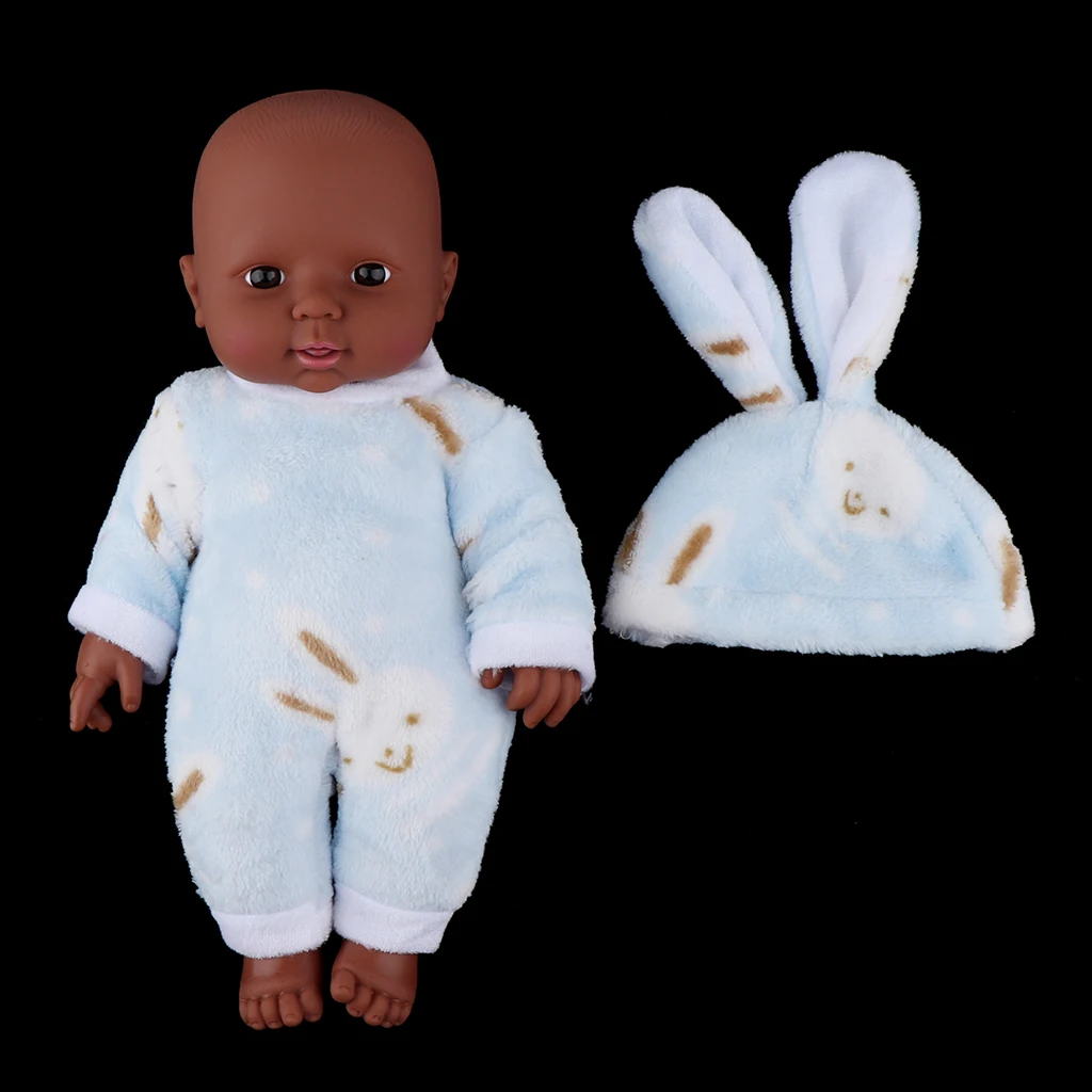12inch African American Unisex Reborn Baby Dolls with Clothes Newborn Baby Black Skin Soft Vinyl Body Dolls Kids Education Toy 12inch African American Unisex Reborn Baby Dolls with Clothes Newborn Baby Black Skin Soft Vinyl Body Dolls Kids Education Toy
