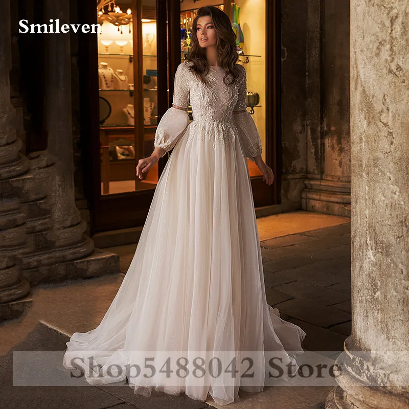 Smileve Princess Wedding Dress Puff Sleeve Boho Bride Dresses Elegant Beaded Wedding Gowns Lace Appliques Vestido de novia
Smileve Princess Wedding Dress Puff Sleeve Boho Bride Dresses Elegant Beaded Wedding Gowns Lace Appliques Vestido de novia