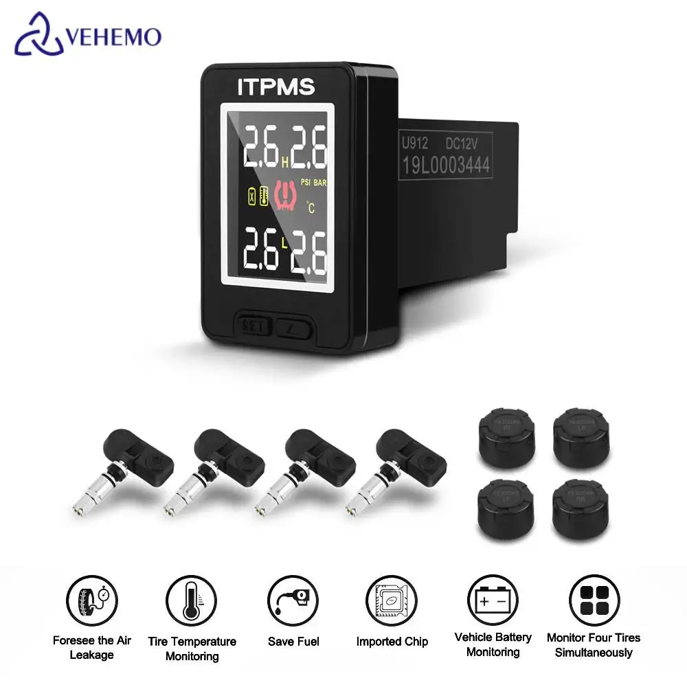 VEHEMO TPMS car tire pressure / tire temperature monitoring / active alarm tire pressure monitoring system, suitable for Toyota
VEHEMO TPMS car tire pressure / tire temperature monitoring / active alarm tire pressure monitoring system, suitable for Toyota