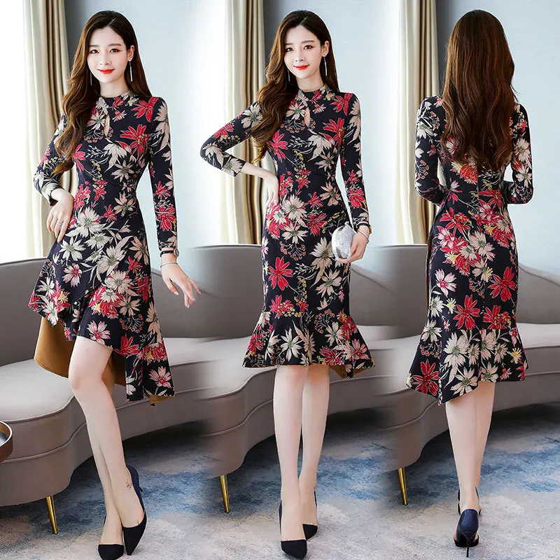 2019 Autumn WOMEN'S Dress New Style Debutante Ladies' Elegant Printed Suede Slimming Flounced Fishtail Pendulum Dress
2019 Autumn WOMEN'S Dress New Style Debutante Ladies' Elegant Printed Suede Slimming Flounced Fishtail Pendulum Dress
