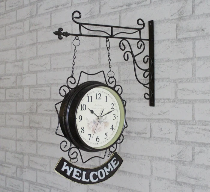 Double-sided Wall Clocks and Clocks European Style Wrought Iron Silent Bell American Clock Simple Creative Two-sided Clock Big
Double-sided Wall Clocks and Clocks European Style Wrought Iron Silent Bell American Clock Simple Creative Two-sided Clock Big
