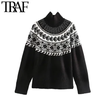 TRAF Women Vintage Stylish Beading Appliques Loose Knitted Sweater Fashion High Collar Long Sleeve Female Pullovers Chic Tops
TRAF Women Vintage Stylish Beading Appliques Loose Knitted Sweater Fashion High Collar Long Sleeve Female Pullovers Chic Tops