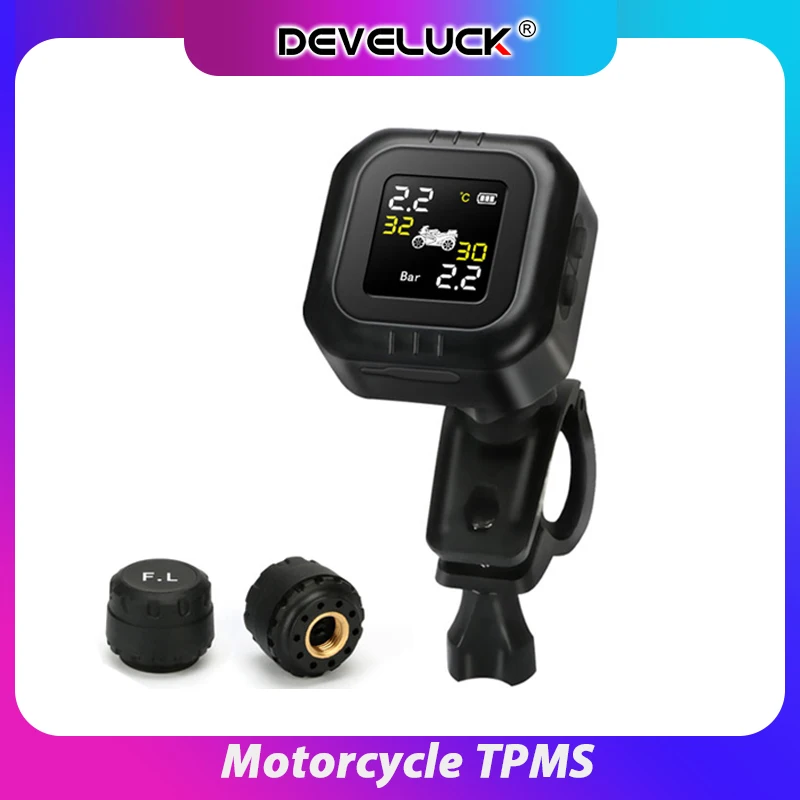 TPMS LED color Display Motorcycle Tire Pressure Monitor System Alarm Temperature Warning with two sensors handlebar installation
TPMS LED color Display Motorcycle Tire Pressure Monitor System Alarm Temperature Warning with two sensors handlebar installation