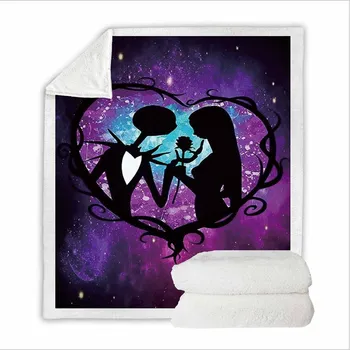 Summer plush thin quilt nightmare print sofa blanket before Christmas can be customized to map Sherpa blanket DIY