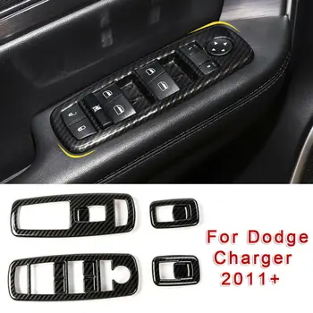 

Carbon Fiber Black Window Lift Switch Panel Cover Trims Bezels for Dodge Charger 2011-2019