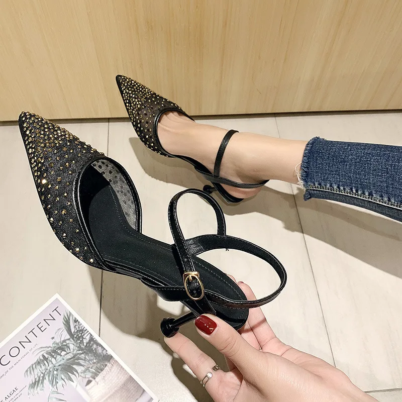 570-15 Sandals Women's 2019 Summer Closed-toe Mesh Hollow out Women's Pointed-Toe Man-made Diamond A- line Buckle Thin Heeled Br
570-15 Sandals Women's 2019 Summer Closed-toe Mesh Hollow out Women's Pointed-Toe Man-made Diamond A- line Buckle Thin Heeled Br