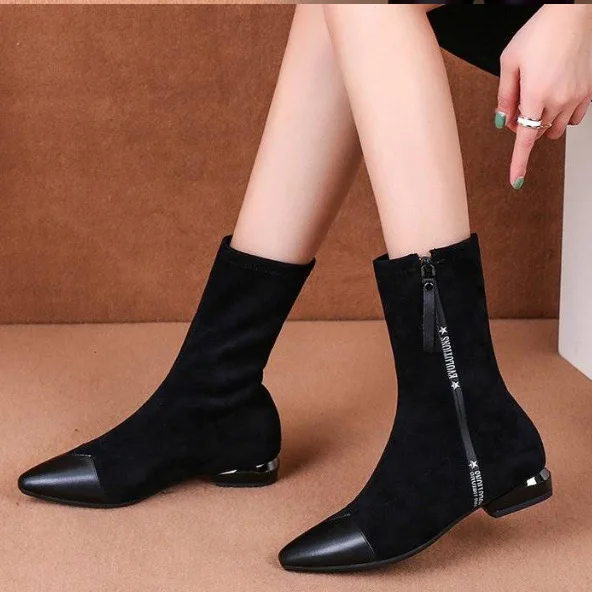 2019 Autumn And Winter New Style Stretch Fabric Middle Boots Women's Pointed Toe Low Heel 35-43 Code Plus-sized Women's Boots
2019 Autumn And Winter New Style Stretch Fabric Middle Boots Women's Pointed Toe Low Heel 35-43 Code Plus-sized Women's Boots