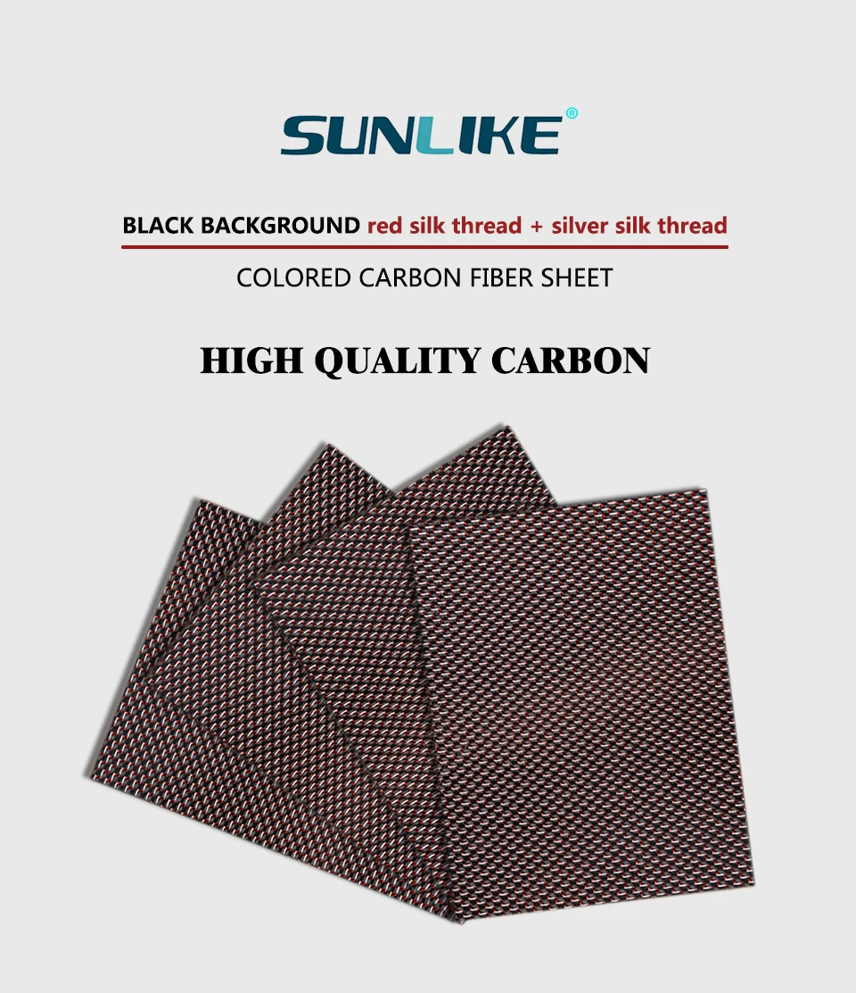Generic 195x240mm 3K Colered Carbon Fiber Sheet Red And Sivler Thread