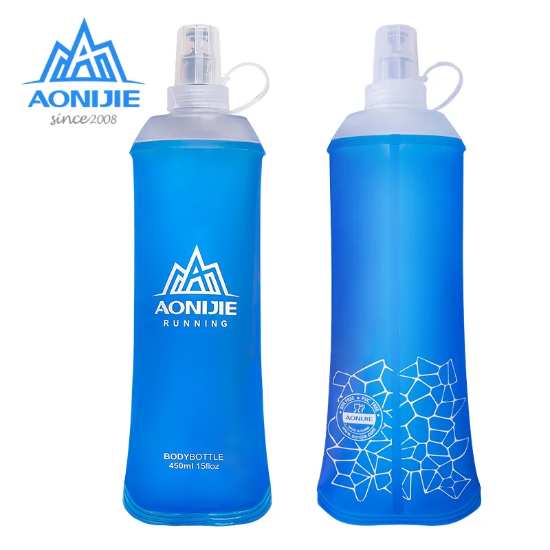 

AONIJIE 450ml Water Bottle Soft Flask Folding Collapsible TPU BPA Free Running Hydration Pack Waist Bag Vest Marathon SD19 R450