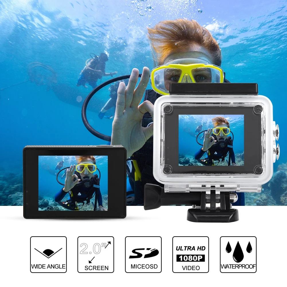 2.0'' Dual Screen 1080P 4K HD WiFi Sports DV Action Video Recording Camera with Remote Control G Underwater Waterproof Camera
2.0'' Dual Screen 1080P 4K HD WiFi Sports DV Action Video Recording Camera with Remote Control G Underwater Waterproof Camera